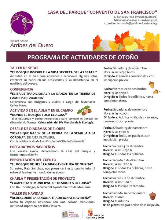 cartel de todas las actividades noviemvre y diciembre