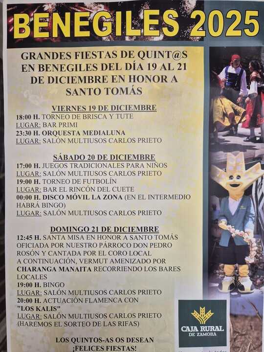 Fiestas de Quintos Benegiles diciembre