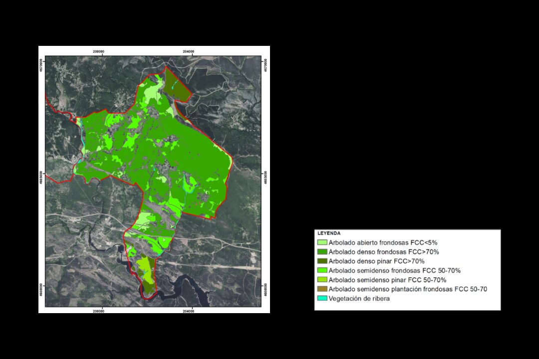 Mapa de coberturas del suelo de Robleda - Cervantes elaborado en el Estudio Previo de FORGARERO