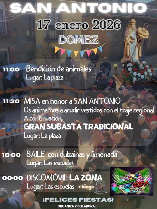 cartel fiestas de San Antonio en Domez