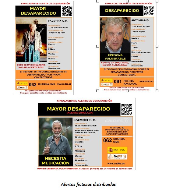 Imágenes de alertas ficticias