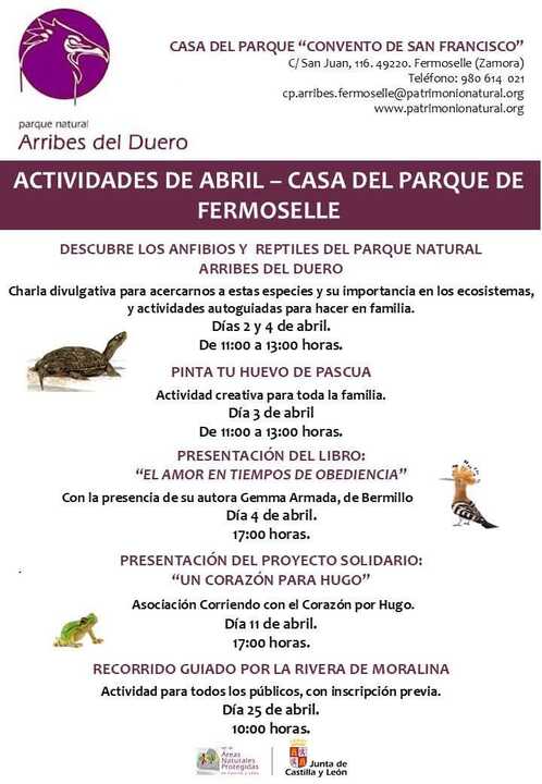 Actividades Abril Casa del Parque de Fermoselle