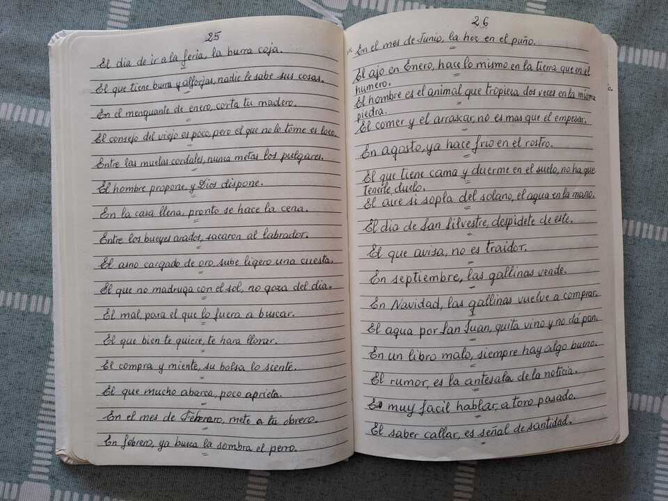 Cuaderno de refranes recogidos por orden alfabético