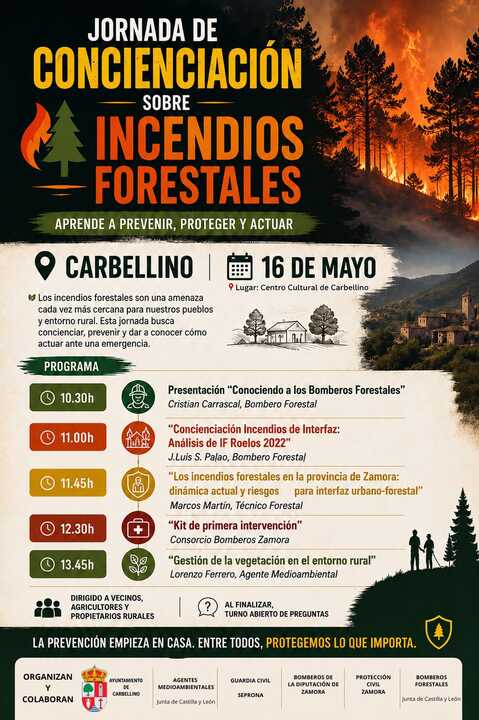 Jornada de Incendios Forestales en Crabellino cartel