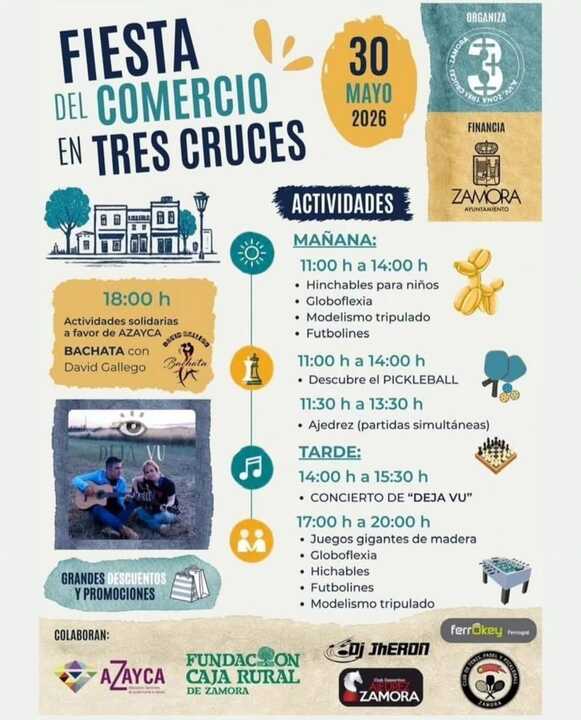 cartel fiesta comercio Tres Cruces