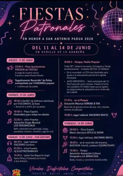 Fiestas patronales San Antonio de Padua Vadillo de la Guareña