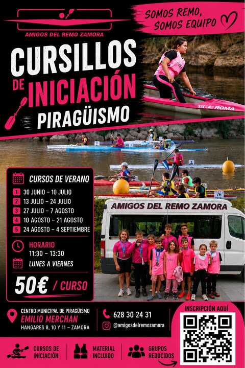 Cartel informativo del curso de piragüismo