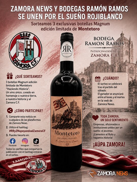 Zamora News y Bodegas Ramón Ramos se unen por el sueño rojiblanco: sorteamos tres exclusivas botellas Magnum de Montetoro