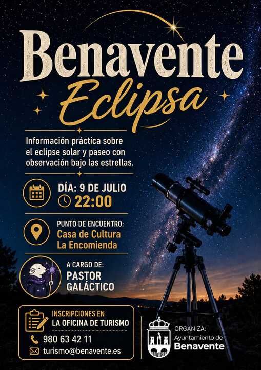cartel taller eclipse solar Benavente