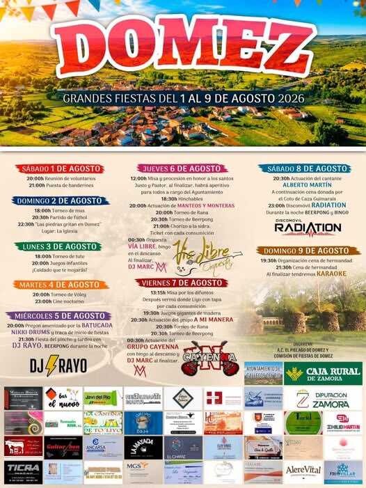 cartel fiestas Domez 2026