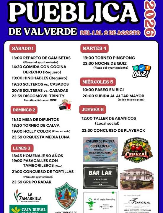 cartel fiestas de Pueblica de Valverde