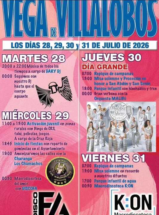 cartel fiestas de Vega de Villalobos