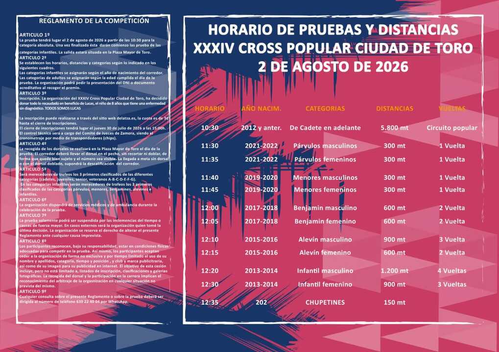 Horarios Cross Popular de Toro